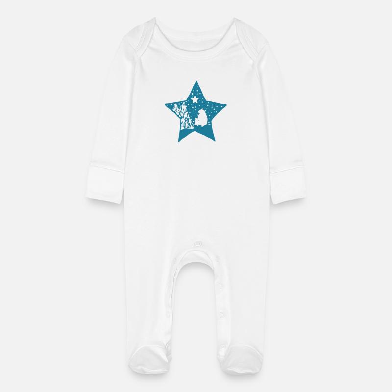 Eisbaer_im_Stern - Grenouillère bio avec gants Bébé - blanc