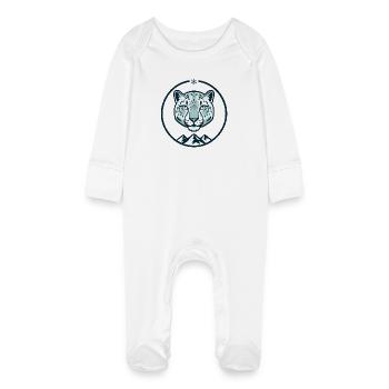 Mountain snow leopard - Baby Organic Sleepsuit with Scratch Mitts - white - Front