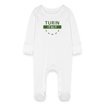 Turin, Italie, Emblème - Grenouillère bio avec gants Bébé - blanc - Devant