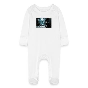 Broken statue, pensive man - Baby Organic Sleepsuit with Scratch Mitts - white - Front