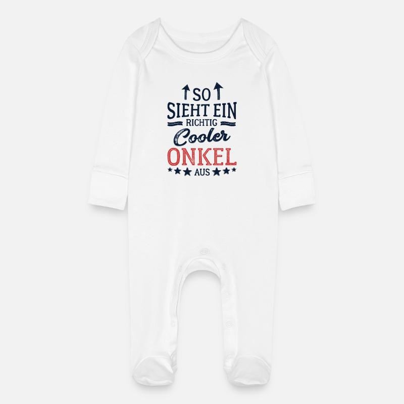 This is what a really cool uncle looks like - Baby Organic Sleepsuit with Scratch Mitts - white