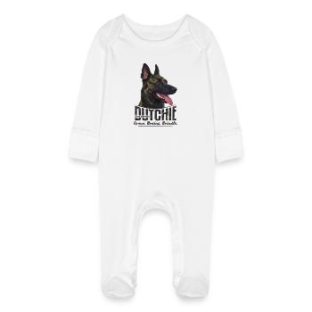 Dutchie - Chien de berger néerlandais - Grenouillère bio avec gants Bébé - blanc - Devant