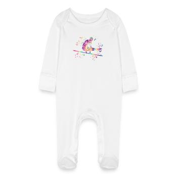 Gymnast high bar artistic gymnastics - Baby Organic Sleepsuit with Scratch Mitts - white - Front