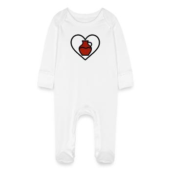 Ceramic Heart Vase Clay Creative Art - Baby Organic Sleepsuit with Scratch Mitts - white - Front