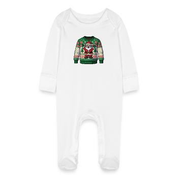 UGLY PIXEL XMAS - spirit of Christmas - Baby Organic Sleepsuit with Scratch Mitts - white - Front