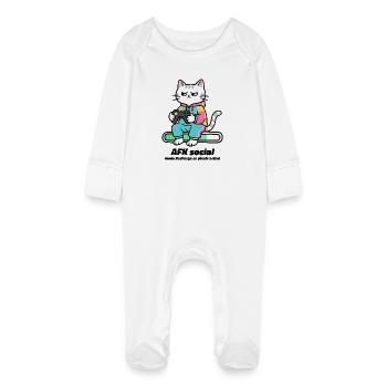 Gamer AFK Social, mode recharge en pixels activé - Grenouillère bio avec gants Bébé - blanc - Devant