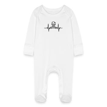 Zombie Heartbeat – Horror ECG - Baby Organic Sleepsuit with Scratch Mitts - white - Front