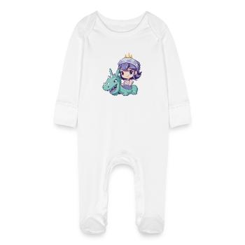 Princesse Dragon Bande Dessinée - Grenouillère bio avec gants Bébé - blanc - Devant