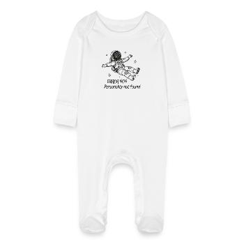 Astronaut Error 404: Personality not found - Baby Organic Sleepsuit with Scratch Mitts - white - Front