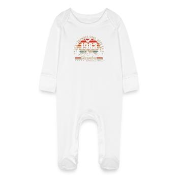 Rétro Décembre 1983 - Cadeau 42 Ans - Grenouillère bio avec gants Bébé - blanc - Devant