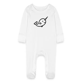 Narval - Grenouillère bio avec gants Bébé - blanc - Devant