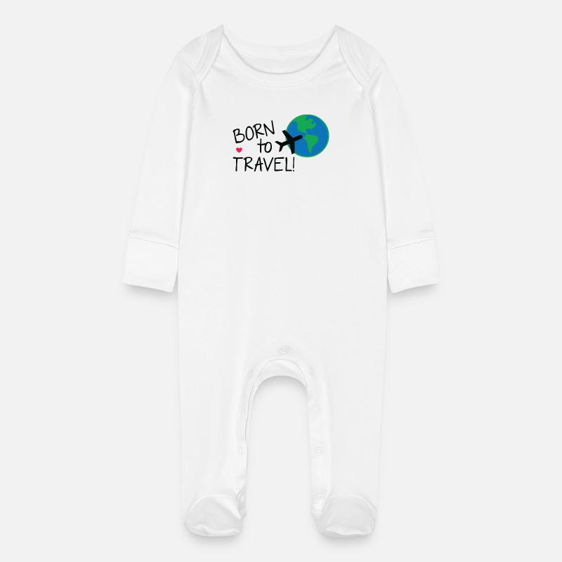 Né pour voyager dans le monde - Grenouillère bio avec gants Bébé - blanc