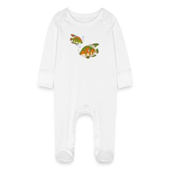 Colorful Fish - Baby Organic Sleepsuit with Scratch Mitts - white - Front