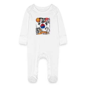 Corée du Sud - Grenouillère bio avec gants Bébé - blanc - Devant
