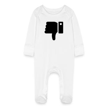 Ne j’aime pas la main, symbole du détracteur, pouce en bas - Grenouillère bio avec gants Bébé - blanc - Devant