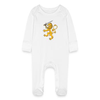 Aalto Asko Art Heraldic Lion - Baby Organic Sleepsuit with Scratch Mitts - white - Front
