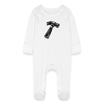 I've got a hammer and I know how to use it - Baby Organic Sleepsuit with Scratch Mitts - white - Front