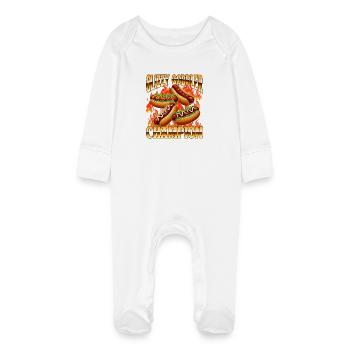 Glizzy Gobbler Champion Funny Hot Dog Lover - Baby Organic Sleepsuit with Scratch Mitts - white - Front