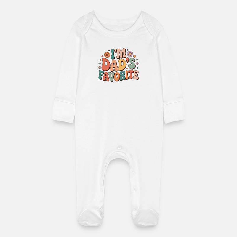 Le message coloré préféré de papa - Grenouillère bio avec gants Bébé - blanc