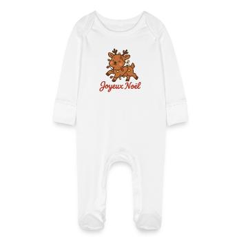 Festliche Helle Rentiere - Baby Bio-Schlafanzug mit Kratzhandschuhen - Weiß - Vorne