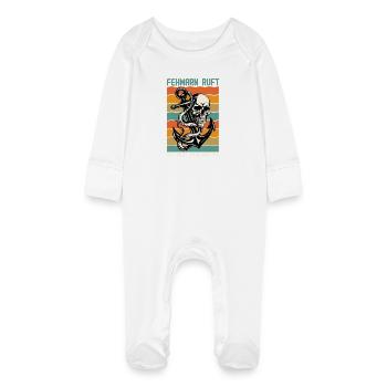 FEHMARN APPELLE LES AUTRES PEUVENT ATTENDRE Rétro Drôle - Grenouillère bio avec gants Bébé - blanc - Devant