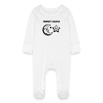 Lune et Étoile Amour Cosmique pour Toujours - Grenouillère bio avec gants Bébé - blanc - Devant