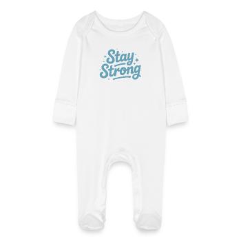 Scénario Stay Strong avec des stars - Grenouillère bio avec gants Bébé - blanc - Devant