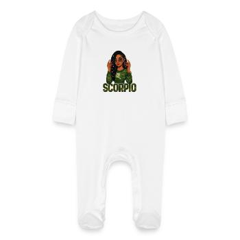 Reine Scorpion – Pouvoir zodiacal Afro Girl Loc’d - Grenouillère bio avec gants Bébé - blanc - Devant