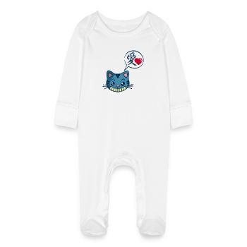 Kawaii manga cat - Baby Organic Sleepsuit with Scratch Mitts - white - Front