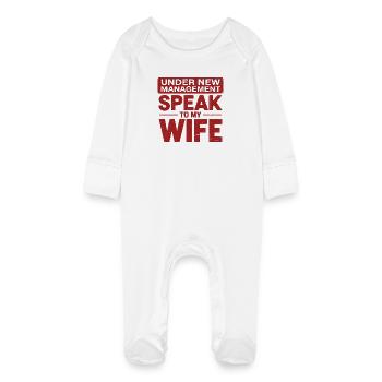 Sous la nouvelle direction Parler à ma femme - Grenouillère bio avec gants Bébé - blanc - Devant