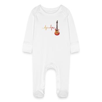 Herzschlag-Gitarren-Gradient - Baby Bio-Schlafanzug mit Kratzhandschuhen - Weiß - Vorne