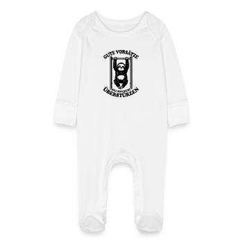 Sloth | Pull-up, fitness, New Year's resolutions quote - Baby Organic Sleepsuit with Scratch Mitts - white - Front