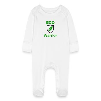 ECO Warrior. Green Mindset, Ecologies first - Baby Organic Sleepsuit with Scratch Mitts - white - Front