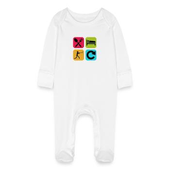 Eat Sleep Baseball Repeat Funny Quote Sport - Baby Organic Sleepsuit with Scratch Mitts - white - Front