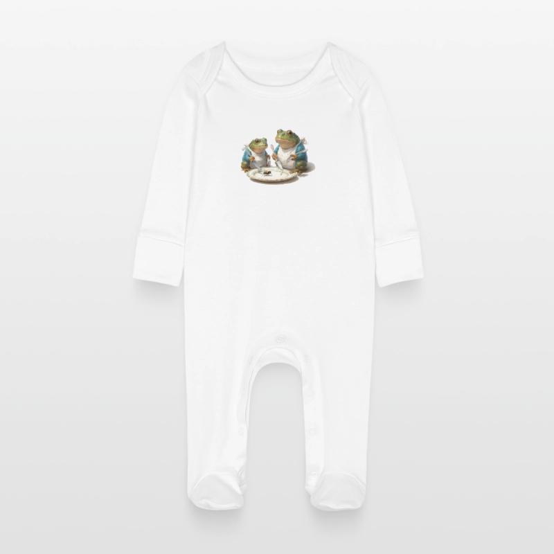 Frog Dinner: Fly on a Plate Baby Organic Sleepsuit with Scratch Mitts