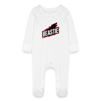 Logo de la Bestialité - Grenouillère bio avec gants Bébé - blanc - Devant