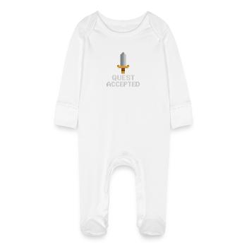 Quest Accepted Pixel Sword - Baby Organic Sleepsuit with Scratch Mitts - white - Front