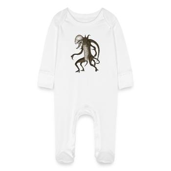 BUG #10 - dark hell - Baby Organic Sleepsuit with Scratch Mitts - white - Front