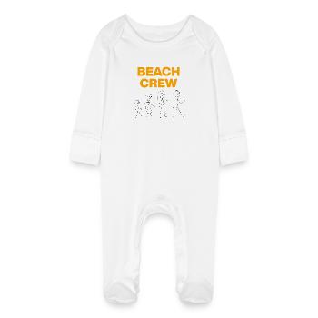 Équipe de plage, ambiances vacances en famille - Grenouillère bio avec gants Bébé - blanc - Devant