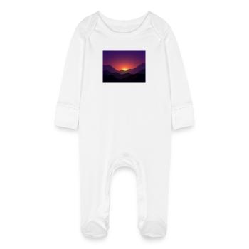 Montagne du Couchant en pente - Grenouillère bio avec gants Bébé - blanc - Devant