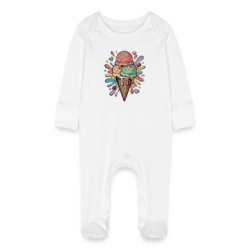 Bunte Eiscreme Explosion - Baby Organic Sleepsuit with Scratch Mitts - white - Front