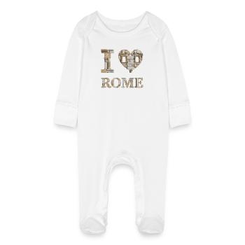 Rome – Eternal City - Baby Organic Sleepsuit with Scratch Mitts - white - Front