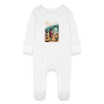 Be Yourself Cool Toad  - Baby Organic Sleepsuit with Scratch Mitts - white - Front