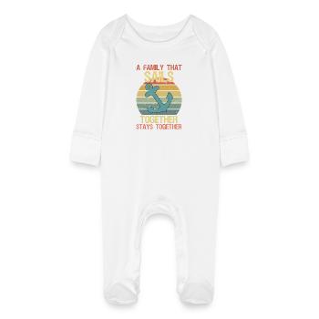 a family that sails together stays together Sail - Baby Bio-Schlafanzug mit Kratzhandschuhen - Weiß - Vorne