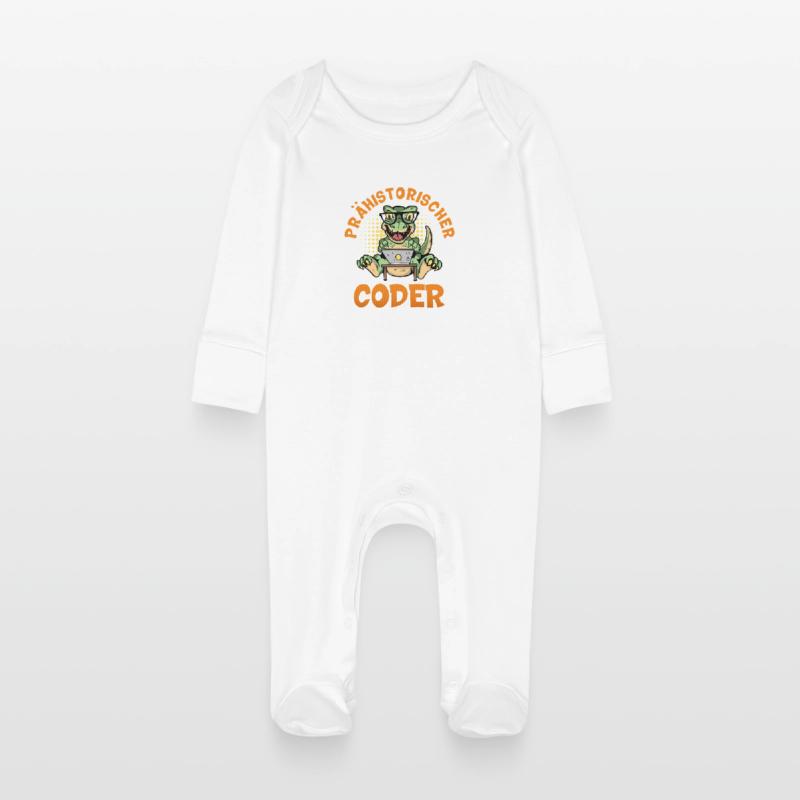 Coding PRÄHISTORISCHER CODER Lustiges Baby Bio-Schlafanzug mit Kratzhandschuhen