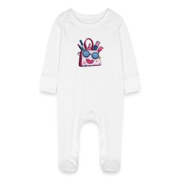 Cosmetic Bag with Sunglasses Charm - Baby Organic Sleepsuit with Scratch Mitts - white - Front