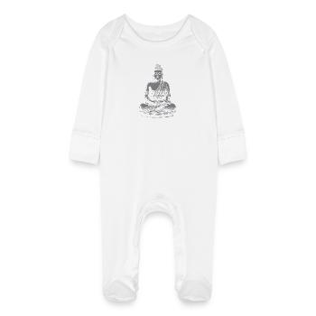 River of Flow Buddha Quote Tee - Baby Organic Sleepsuit with Scratch Mitts - white - Front