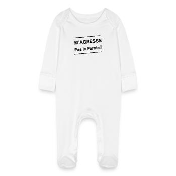 M'AGRESSE PAS LA PAROLE ! - Grenouillère bio avec gants Bébé - blanc - Devant