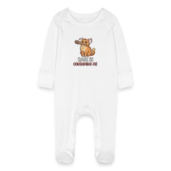 Rage Is Consuming Me Cute Cat Meme - Baby Organic Sleepsuit with Scratch Mitts - white - Front