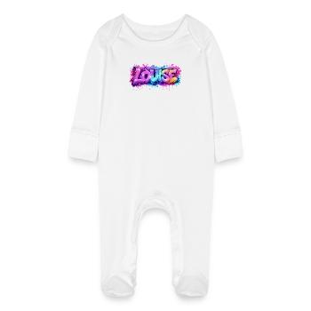 Graffiti  LOUISE Prénom cadeau idéal imprimable su - Grenouillère bio avec gants Bébé - blanc - Devant